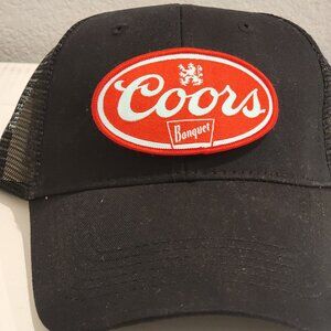 Banquet Coors Patched Black Mesh Low Profile Snapback Trucker Hat